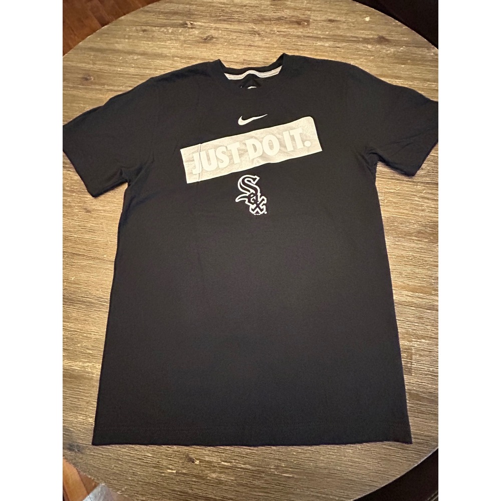 Nike Chicago White Sox MLB Baseball Just Do‎ It Black T Shirt Mens Size S